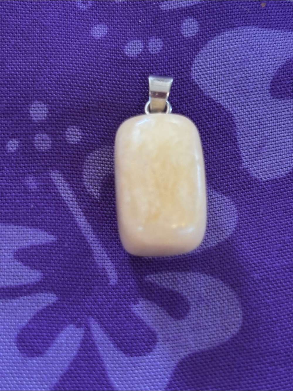 Milky Amber Rectangular Stone sterling Pendant necklace